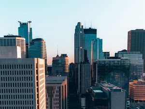 Превью обои здания, небоскребы, город, вид, архитектура, современный