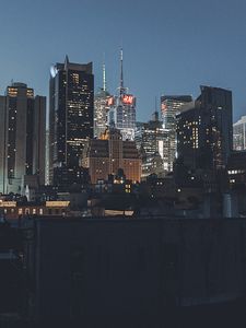 Превью обои здания, ночь, город, огни
