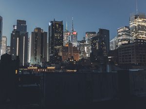 Превью обои здания, ночь, город, огни