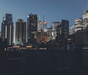 Превью обои здания, ночь, город, огни
