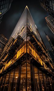 Превью обои здания, огни, архитектура, ночь, темный