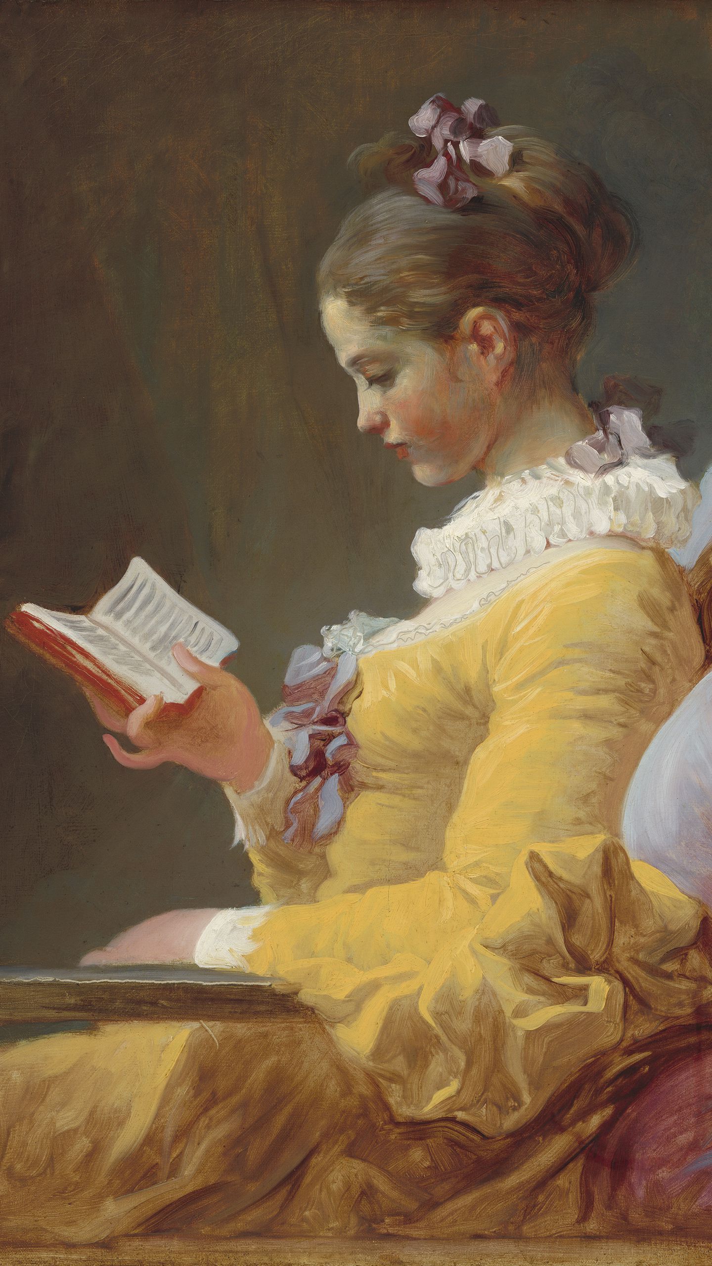 Фрагонар девушка с книгой. Читать она молодая
