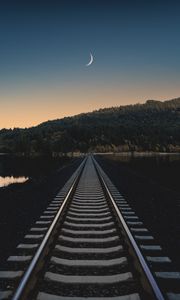 Превью обои железная дорога, вечер, горизонт