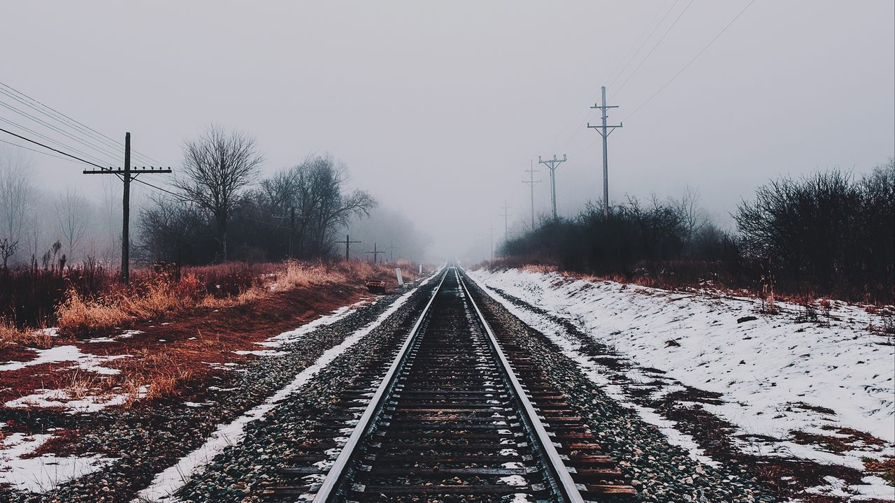 Обои железная дорога, зима, снег