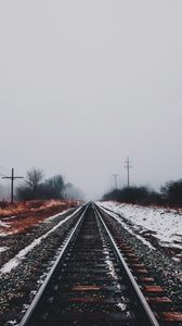 Превью обои железная дорога, зима, снег