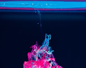 Превью обои жидкость, краска, макро, голубой, розовый