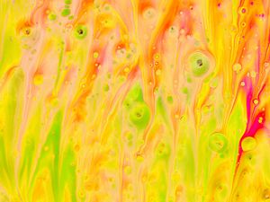 Превью обои жидкость, краска, пятна, fluid art, абстракция, желтый