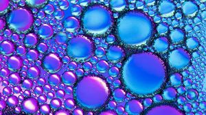 Превью обои жидкость, масло, пузыри, макро, фиолетовый, синий