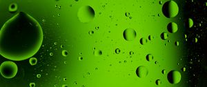 Превью обои жидкость, масло, пузыри, макро, зеленый