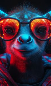 Превью обои животное, очки, наушники