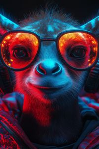 Превью обои животное, очки, наушники