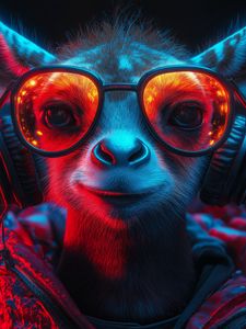 Превью обои животное, очки, наушники
