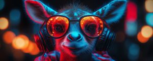 Превью обои животное, очки, наушники