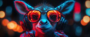 Превью обои животное, очки, наушники