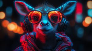 Превью обои животное, очки, наушники