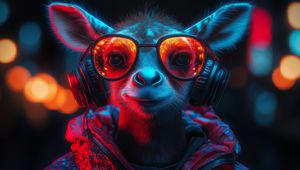 Превью обои животное, очки, наушники