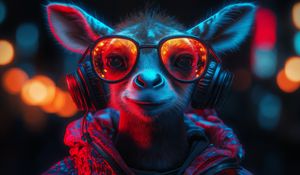 Превью обои животное, очки, наушники