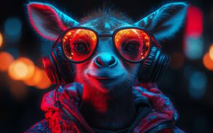 Превью обои животное, очки, наушники