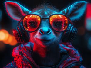 Превью обои животное, очки, наушники