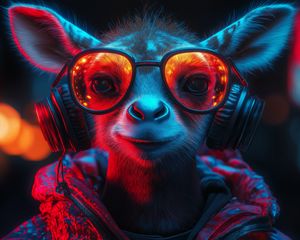 Превью обои животное, очки, наушники