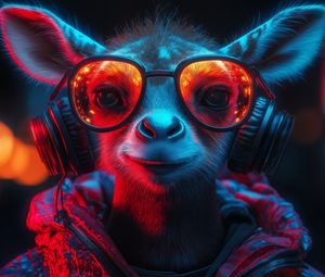 Превью обои животное, очки, наушники
