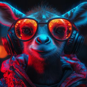 Превью обои животное, очки, наушники