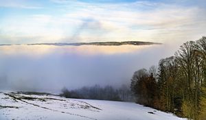 Превью обои зима, деревья, туман, небо, облака, природа