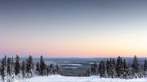 Превью обои зима, горизонт, снег, небо, леви, финляндия