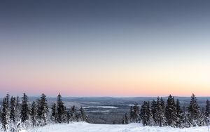 Превью обои зима, горизонт, снег, небо, леви, финляндия