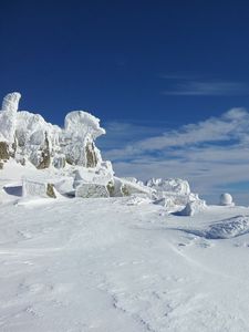 Превью обои зима, горы, снег, небо