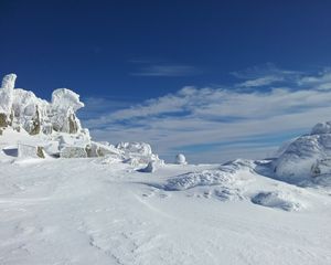 Превью обои зима, горы, снег, небо