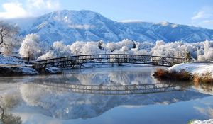 Превью обои зима, мост, пейзаж