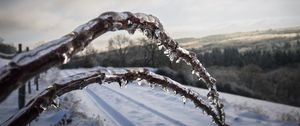 Превью обои зима, ветки, лед, снег