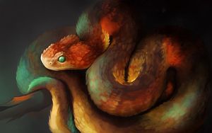 Превью обои змея, рептилия, арт, коричневый, чешуя