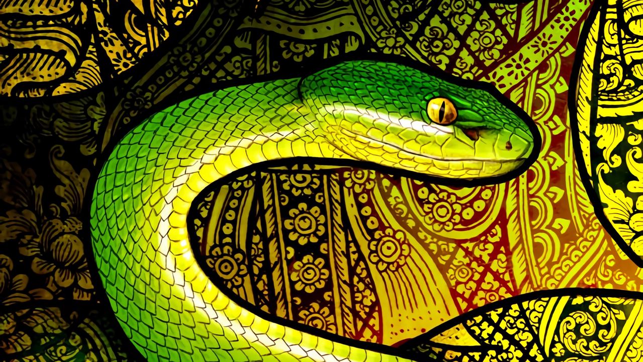 Обои змея, рептилия, паттерн, арт