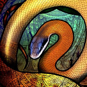 Превью обои змея, узоры, разноцветный, арт