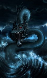 Превью обои змей, монстр, вода, шторм