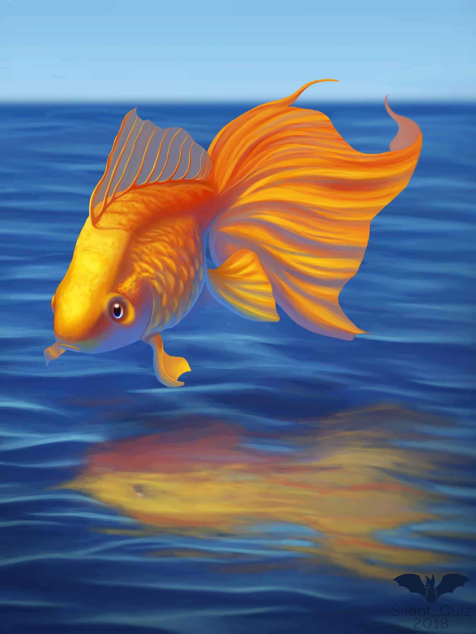 Золотая рыбка рисунок легкий - 75 фото