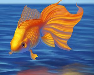 Превью обои золотая рыбка, рыба, арт, вода