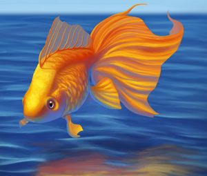 Превью обои золотая рыбка, рыба, арт, вода
