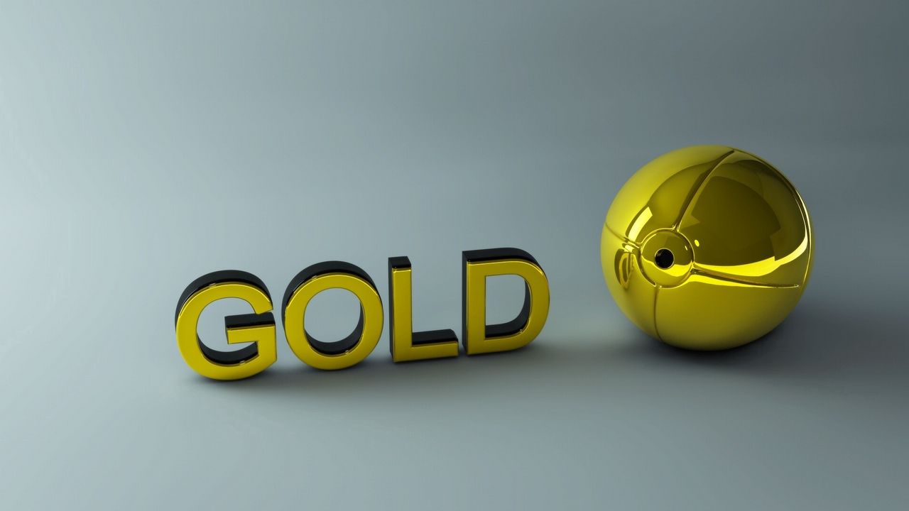 Обои золото, буквы, шар, поверхность