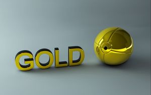 Превью обои золото, буквы, шар, поверхность