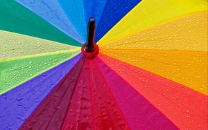 Превью обои зонт, капли, разноцветный, дождь