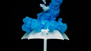 Превью обои зонт, краска, жидкость, сгустки, синий
