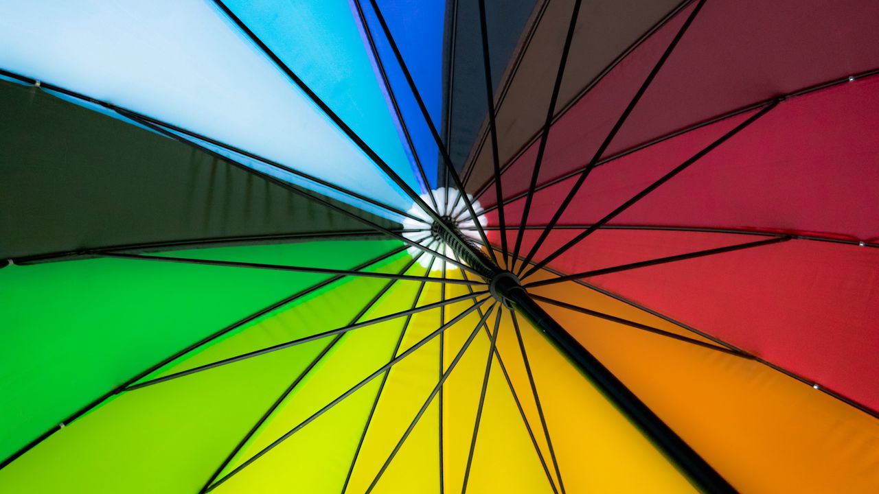 Обои зонтик, разноцветный, яркий, конструкция, механизм