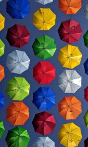 Превью обои зонтики, разноцветный, яркий, вид снизу