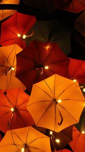 Превью обои зонты, фонарики, лампы, свечение