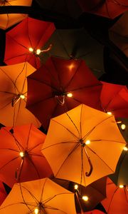 Превью обои зонты, фонарики, лампы, свечение