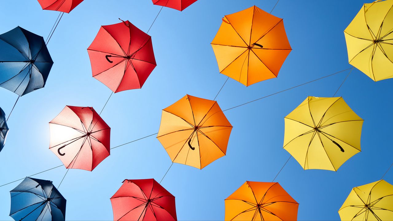 Обои зонты, зонт, разноцветный, небо