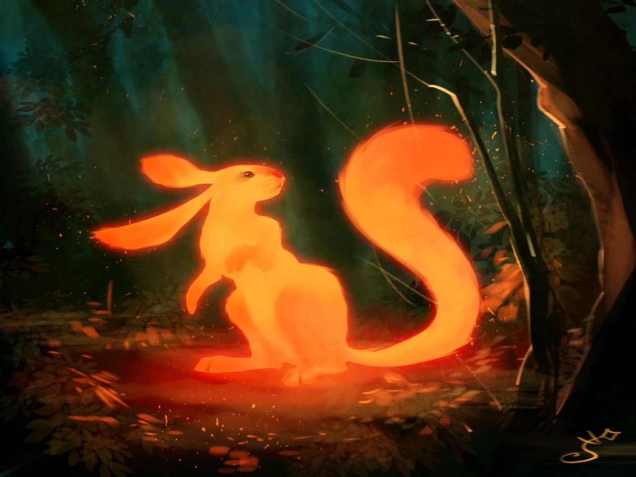 Огненный кролик арт